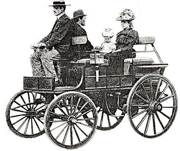  Die Erkenntnis, dass Strom Elektroautos antreiben kann, ist schon seit Langem bekannt. Im September 1897 präsentierte die Firma Kühlstein diesen Jagdwagen als elektrisches Fahrzeug auf der ersten Internationalen Automobil-Ausstellung in Berlin. Foto: Wikimedia Commons